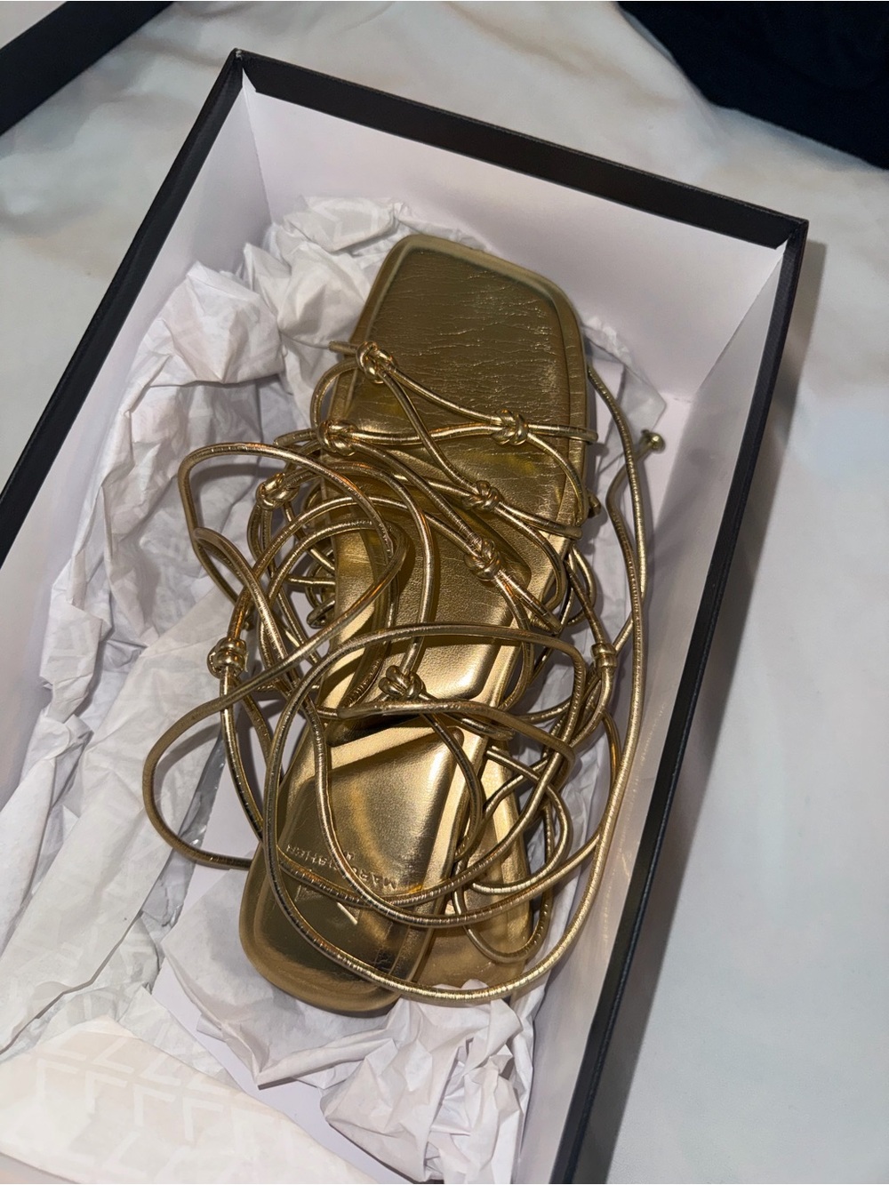 Marc Fisher Metallic Gold Lace-Up Sandals